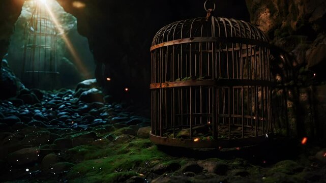 Bird cage in gowa, smooth looping video 