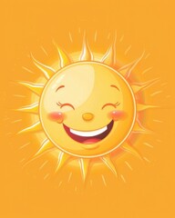 Cartoon Happy Sun - A Cheerful Yellow Sun Rise with a Big Smile