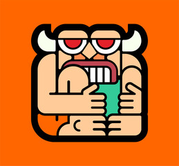 Modern ghost of Bhuta Bali in simple design. Balinese Tradition