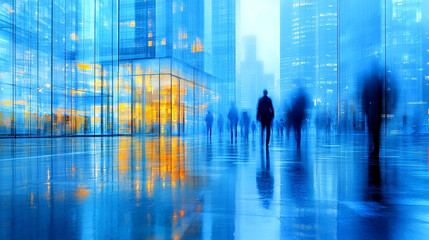 Obraz premium abstract motion blur image depicts a dynamic crowd of business people, symbolizing the fast-paced nature of corporate life, collaboration, and the energy of teamwork in modern business environments