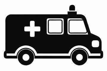 Ambulance Silhouette, Ambulance icon, Ambulance Vector illustration

