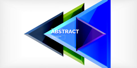 Abstract background - colorful triangles with 3d effect. Vector Illustration For Wallpaper, Banner, Background, Card, Book Illustration, landing page