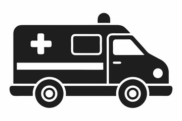 Ambulance Silhouette, Ambulance icon, Ambulance Vector illustration

