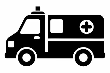 Ambulance Silhouette, Ambulance icon, Ambulance Vector illustration

