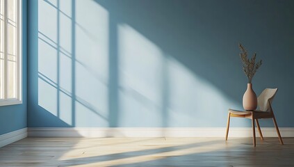 White Interior with Chair and Wooden Floor