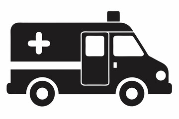 Ambulance Icon Vector, Ambulance Silhouette, Fast Response Ambulance Design
