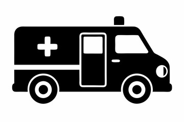 Ambulance Icon Vector, Ambulance Silhouette, Fast Response Ambulance Design
