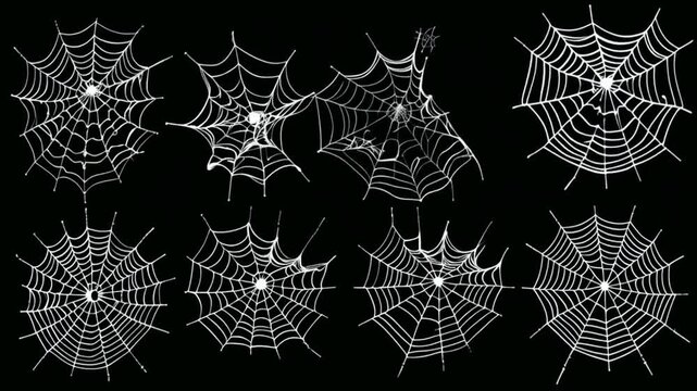 Collection cobweb isol&eacute;e sur fond noir transparent toile d'araign&eacute;e pour la conception halloween. cette image est g&eacute;n&eacute;r&eacute;e avec l'utilisation d'ai.