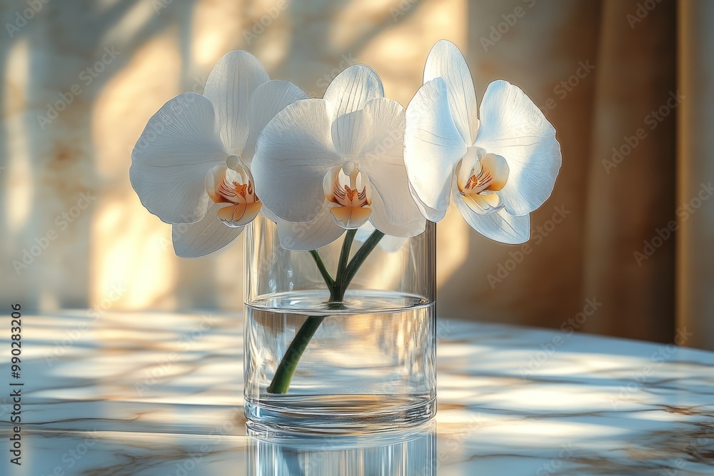 Poster White Orchid in a Glass Vase