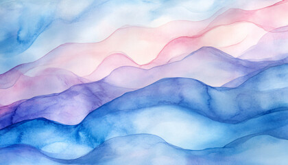Obraz premium Soft, hand-painted watercolor strokes in calming blues, pinks, and purples, blending seamlessly into one another