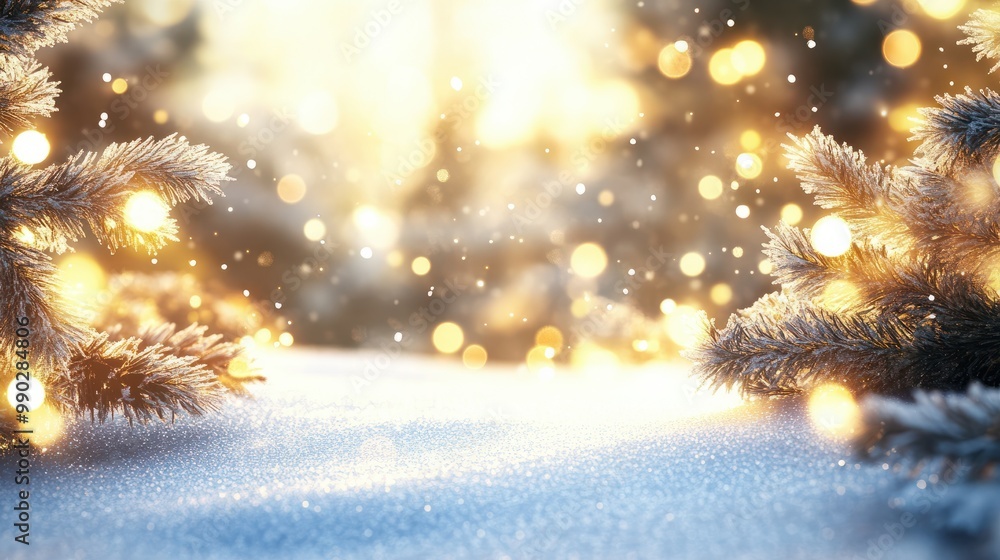 Poster christmas winter background with snow and blurred bokeh- a snowy winter background with_1(181)