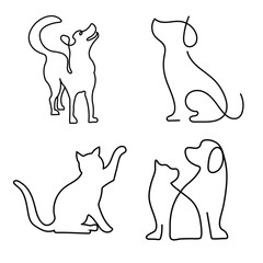 Obraz premium Cat and dog icon illustration set