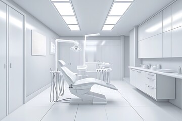 Dental Chair And Equipment In Clean Sterile Clinic Room