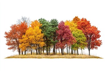 Naklejka premium Autumn leaves becoming red, orange, and yellow in the forest. Generative Ai