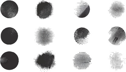 Abstract grunge vector shapes set, dots, and gradients