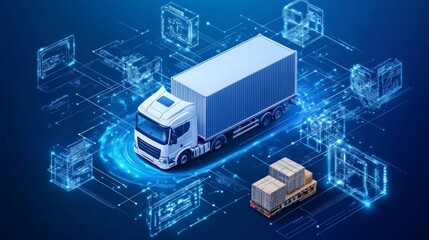 Futuristic Logistics and Transportation Technology Concept