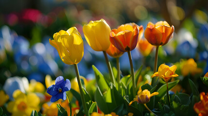 Obraz premium field of yellow tulips