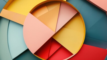 Fototapeta premium Abstract graphic shows a circle. The background is geometric and colorful.