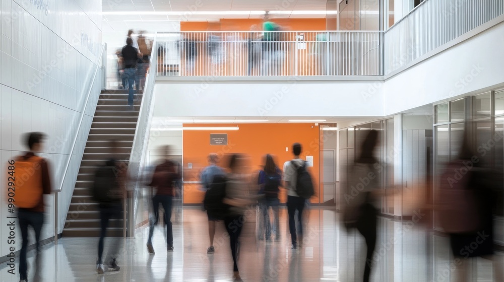 Wall mural Blurry Movement in School Hallway