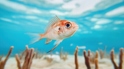 Naklejka premium Vibrant Fish Swimming in Clear Tropical Waters