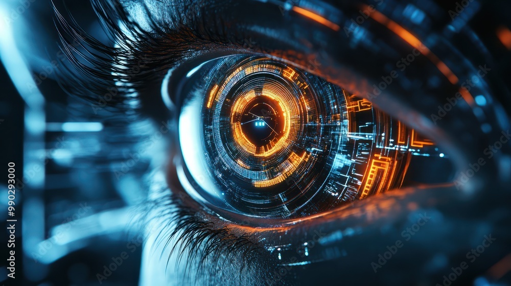 Poster eye of futuristic and innovative imagery ai and automation use of artificial intelligence and automa