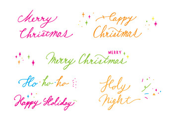 カラフルなクリスマスのレタリングセット