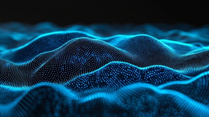 Mesmerizing Waves of Blue Luminance: A Digital Landscape