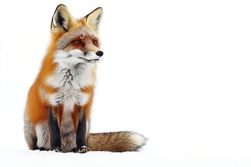 Obraz premium Isolated fox in the wild on a white backdrop. Generative Ai