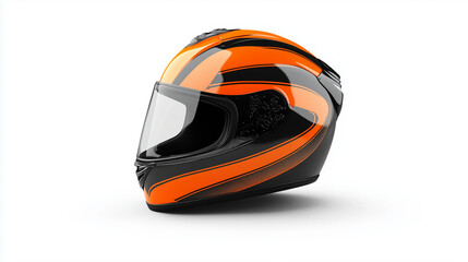 A high-resolution photo of a motorcycle helmet on a solid white background. isolated on a solid white background. Illustrations
