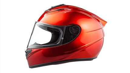 A high-resolution photo of a motorcycle helmet on a solid white background. isolated on a solid...