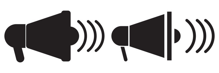 Speaker icon. Megaphone loudspeaker with voice recording or siren. Attribute for organizers and leading mass events.