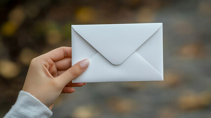 businesswoman's hand holds an open envelope, symbolizing communication and opportunity. The image conveys professionalism, readiness for new ventures, and the importance of networking in business