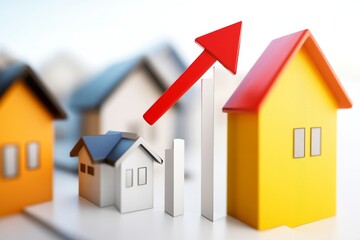 Red Arrow Over Bar Graph With Houses