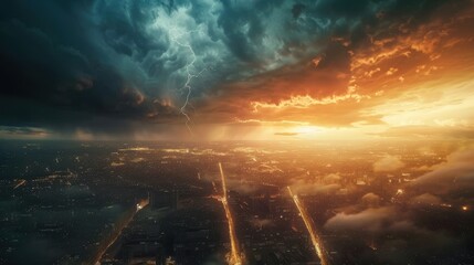 The abstract nature of lightning is captivating. Dark clouds and rain complete the dramatic picture.
