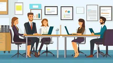 Businesspeople Collaborating at a Modern Office Desk