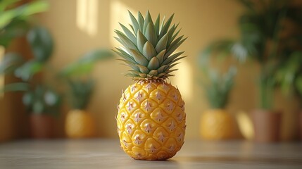 Ripe Pineapple on a Tabletop
