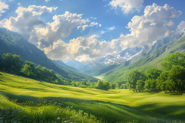 landscape with mountains and blue sky