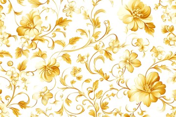 Gold and white leaves background. ornament pattern. Paisley elements. Great for fabric, invitation, wallpaper, decoration, packaging or any desired idea.