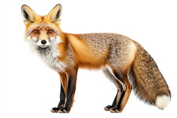 Fototapeta premium Isolated fox in the wild on a white backdrop. Generative Ai