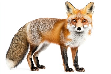 Obraz premium Isolated fox in the wild on a white backdrop. Generative Ai