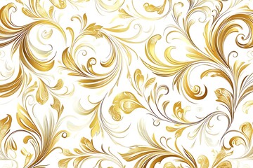 Gold and white leaves background. ornament pattern. Paisley elements. Great for fabric, invitation, wallpaper, decoration, packaging or any desired idea.