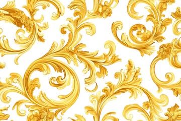Gold and white leaves background. ornament pattern. Paisley elements. Great for fabric, invitation, wallpaper, decoration, packaging or any desired idea.