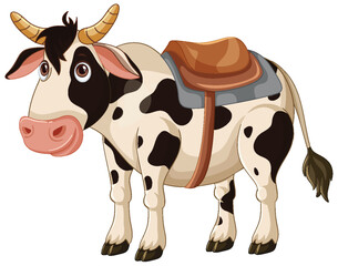 Cartoon Cow with Saddle