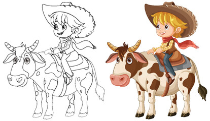 Cowgirl Riding a Happy Cow
