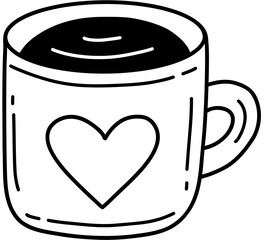 Cute Coffee Cup Line Art Illustration