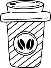 Hot Coffee Cup Line Art Illustration
