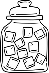Sugar Cubes Jar Line Art Illustration