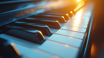 close up, macro shot of a piano tuts keyboard