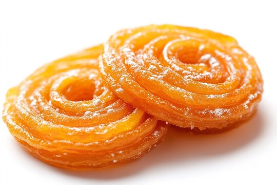 Indian snack meal that was first created. Jalebi set apart against a white backdrop. Generative Ai