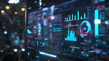 AI Powered Interactive Holographic Data Visualization Dashboard for Market Research and Consumer Trends Analysis